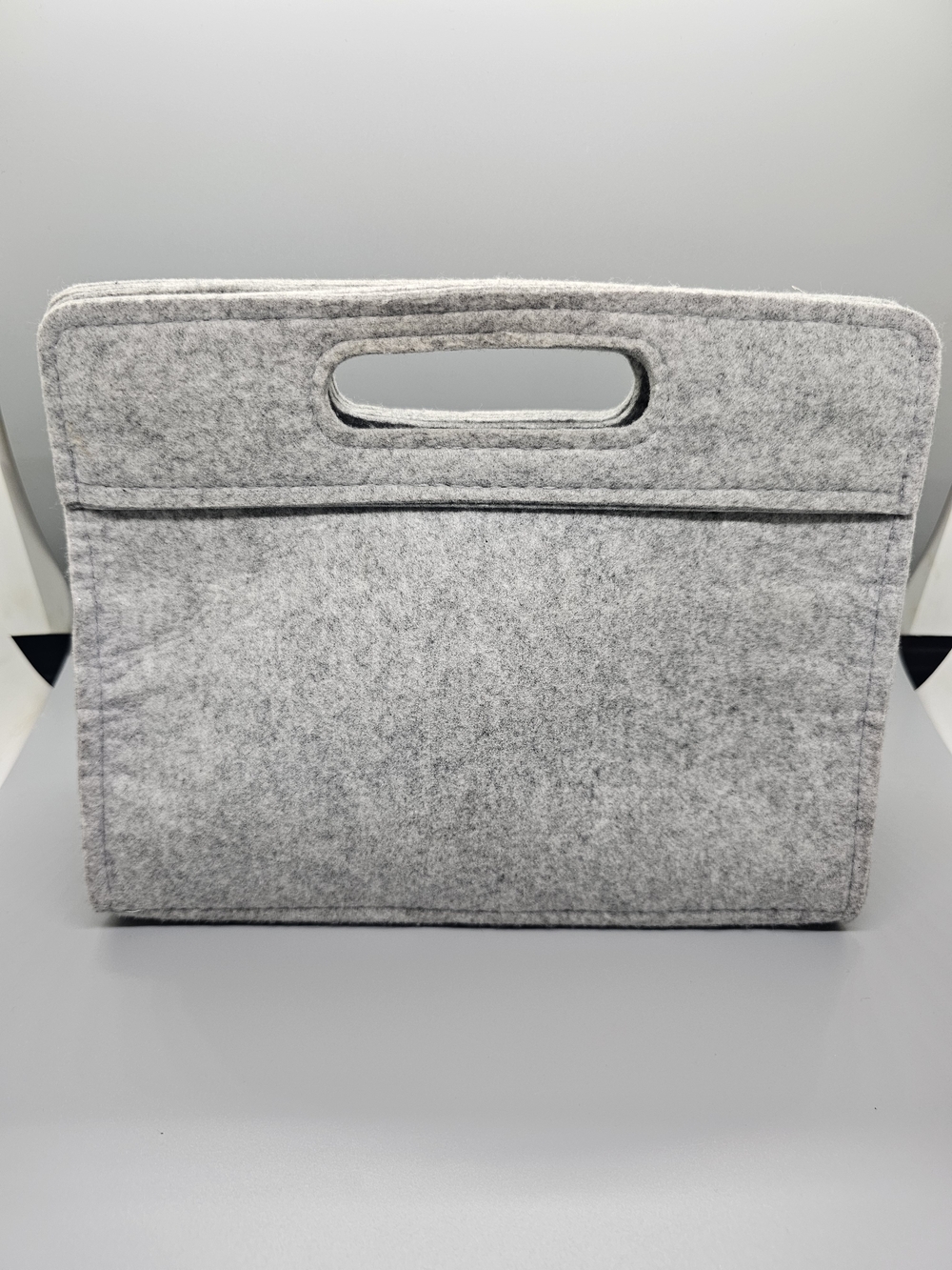 Gray Felt Tote Bag with Cutout Handles